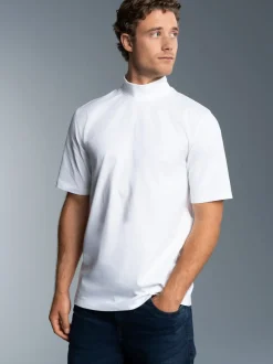 T-Shirt mit Stehkragen Weiss