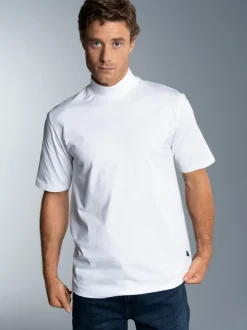 T-Shirt mit Stehkragen Weiss