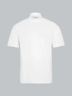 T-Shirt mit Stehkragen Weiss