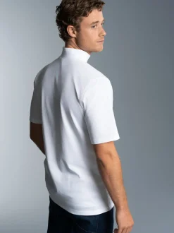 T-Shirt mit Stehkragen Weiss