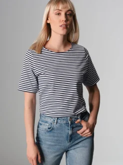 T-Shirt mit Streifenmuster Navy