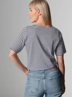 T-Shirt mit Streifenmuster Navy