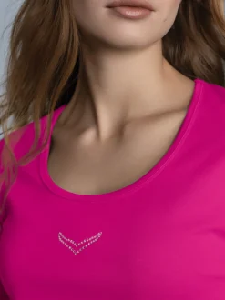 T-Shirt mit Swarovski® Kristallen Magenta