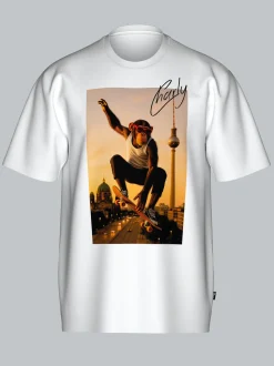 T-Shirt trigema Affe Charly Skateboard Weiss