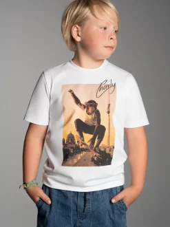 T-Shirt trigema Affe Charly Skateboard Weiss