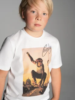 T-Shirt trigema Affe Charly Skateboard Weiss