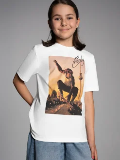 T-Shirt trigema Affe Charly Skateboard Weiss