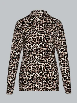 Turtleneck Shirt mit Allover-Leo-Muster Haselnuss