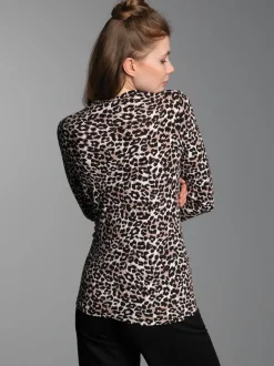 Turtleneck Shirt mit Allover-Leo-Muster Haselnuss