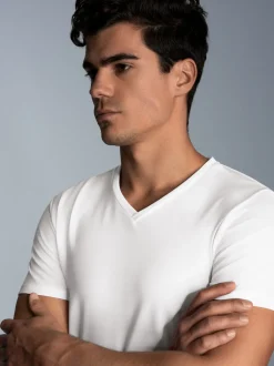 V-Shirt aus 100% Lyocell Weiss