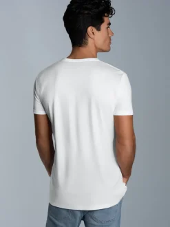 V-Shirt aus 100% Lyocell Weiss