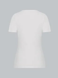 V-Shirt aus Baumwolle/Elastan Weiss