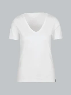 V-Shirt aus Baumwolle/Elastan Weiss