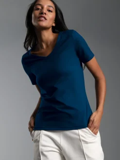 V-Shirt aus Modal Night-blue