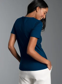 V-Shirt aus Modal Night-blue