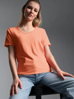 V-Shirt aus Modal Puder