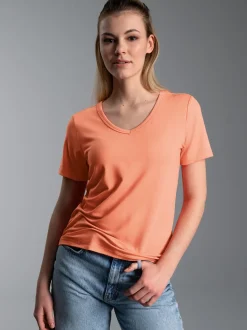 V-Shirt aus Modal Puder