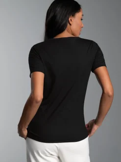 V-Shirt aus Modal Schwarz