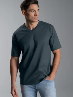 V-Shirt DELUXE Baumwolle Anthrazit