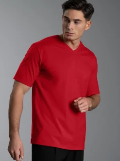 V-Shirt DELUXE Baumwolle Kirsch